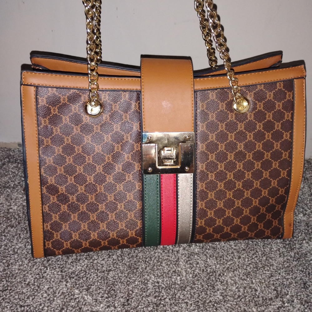 Brown Patterned Designer Tote Bag